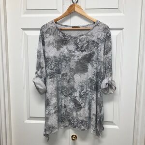 Beyond Capri Made in Italy tunic top, cotton, long sleeve & adjustable ties, XL